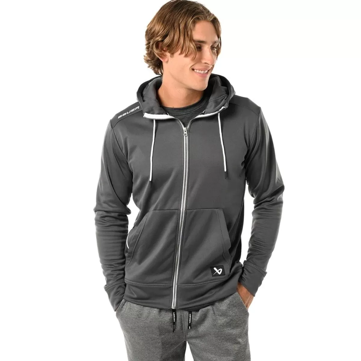 Hoodie Team Fleece Zip Sr Grey>BAUER Sale