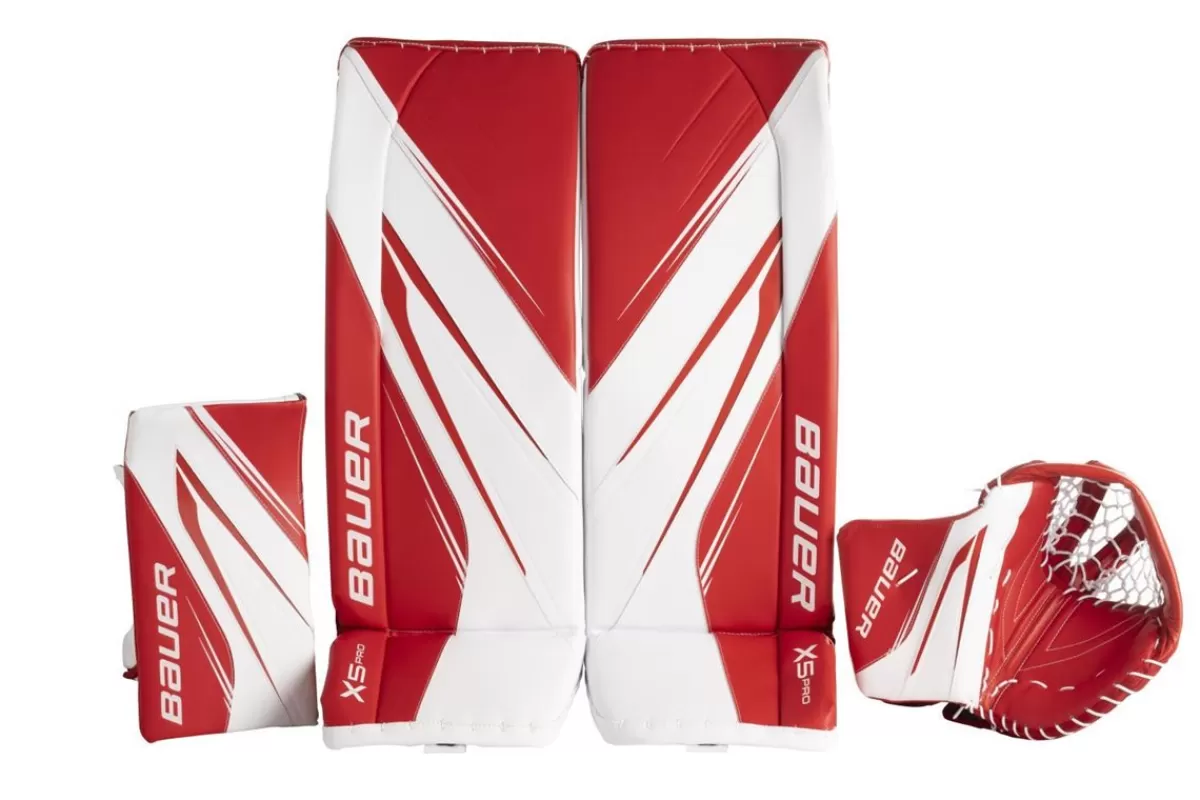 Målvaktsbenskydd X5 Pro Int White/Red>BAUER Online