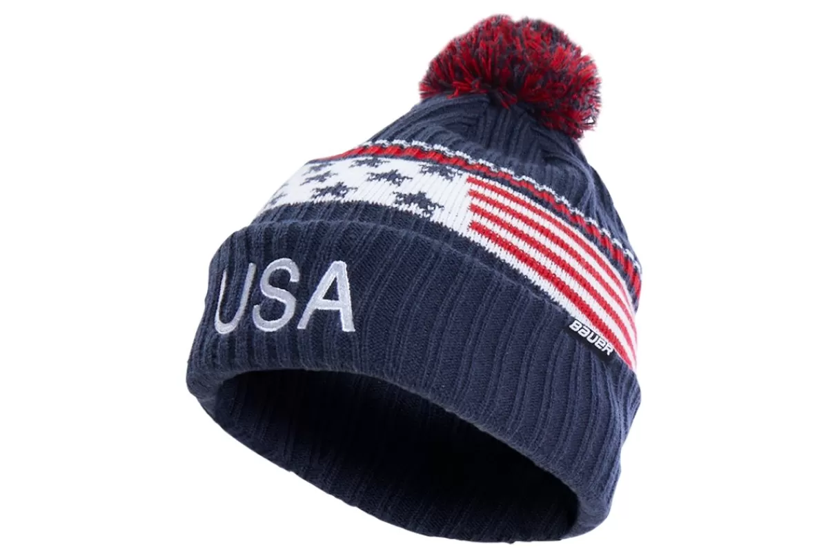 /New Era Mossa Pom Knit Usa Sr>BAUER Cheap