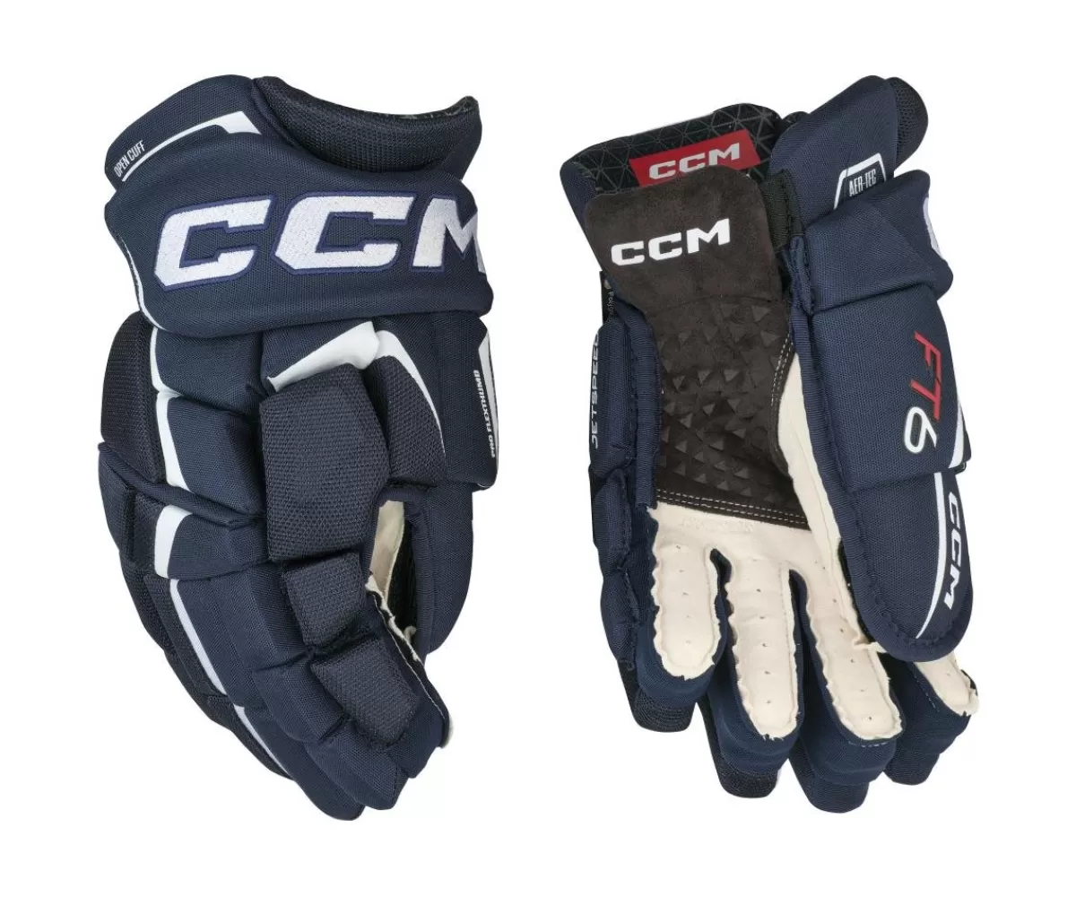 CCM Hockeyhandskar Junior> Hockeyhandskar Jetspeed Ft6 Jr Navy/White